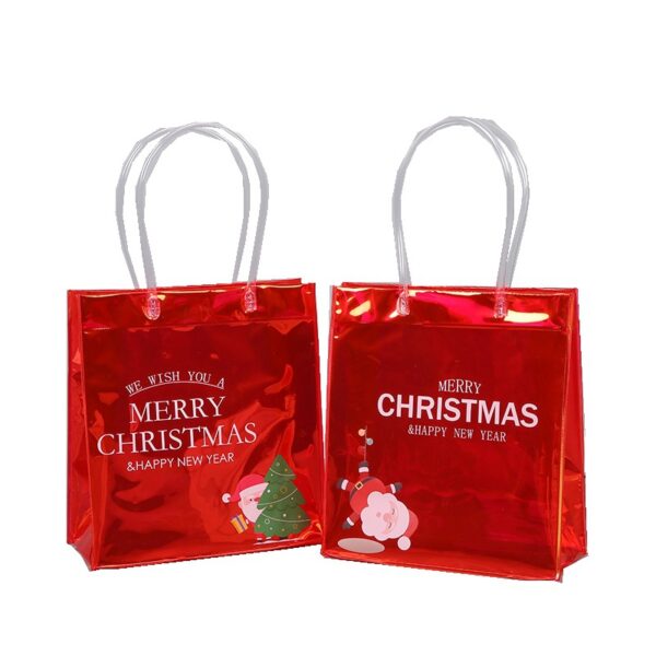 Red Christmas Gift Bag PVC Waterproof Clear Tote Bag - 图片 5