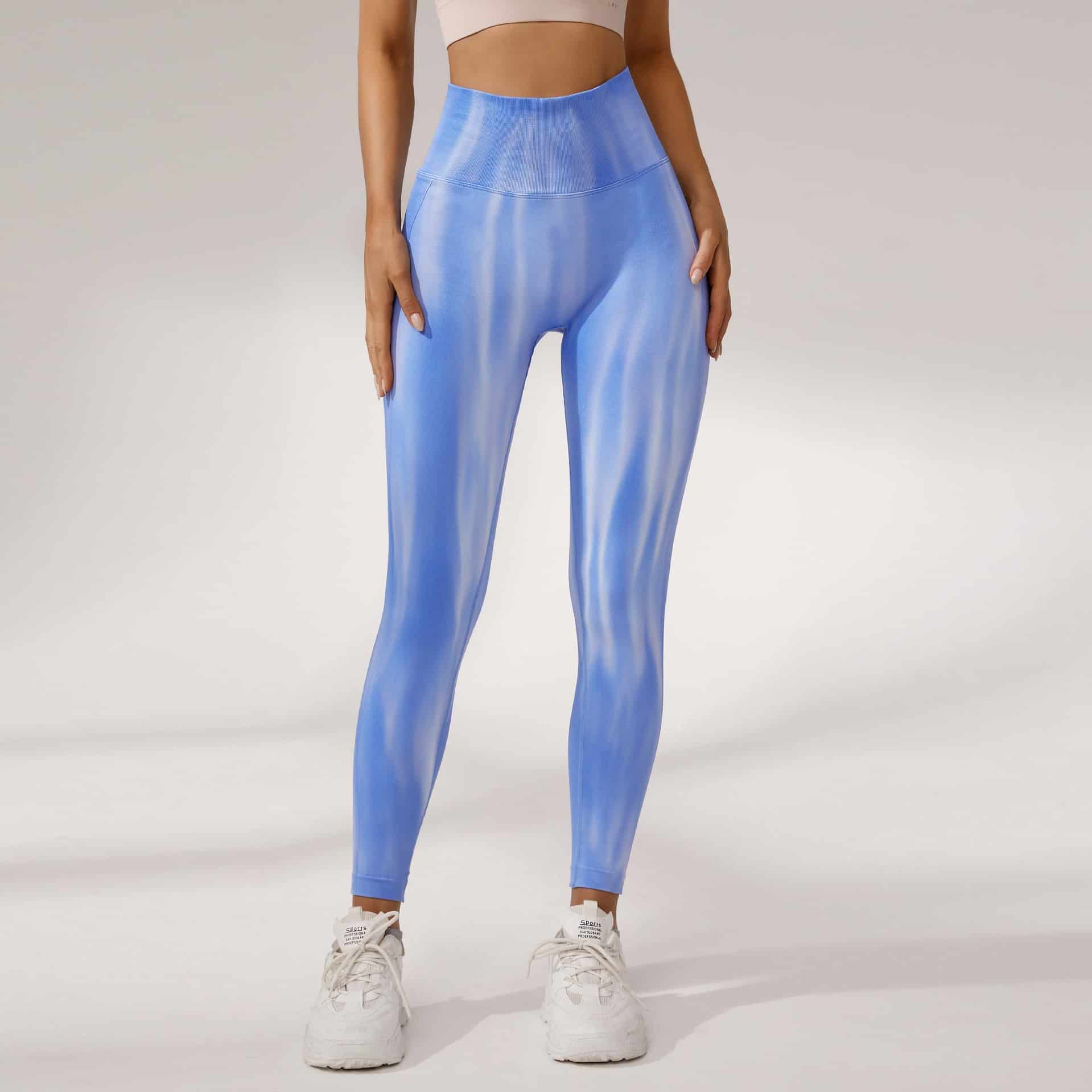 Tie-Dye Printed High Waist Peach Butt Yoga Pants - 图片 5