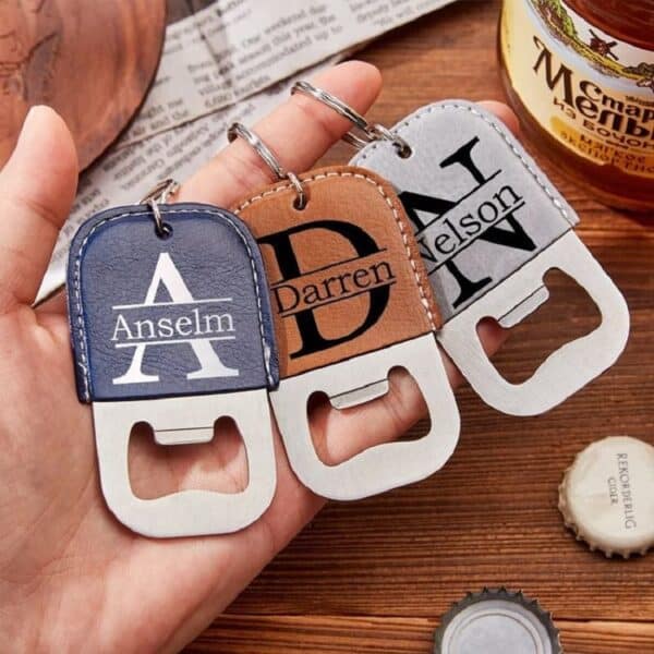 Leather Bottle Opener Keychain - 图片 5
