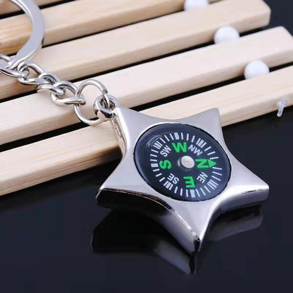 Zinc Alloy Star-Shaped Compass Keychain - Image 5
