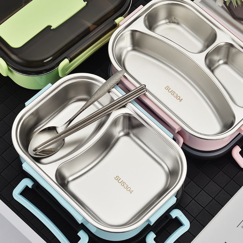 Creative Portable Square Lunch Box with Cutlery - 图片 5