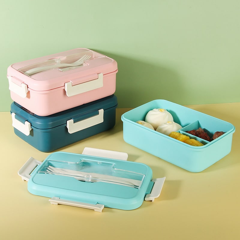 Portable Three Compartment Plastic Lunch Box - 图片 5