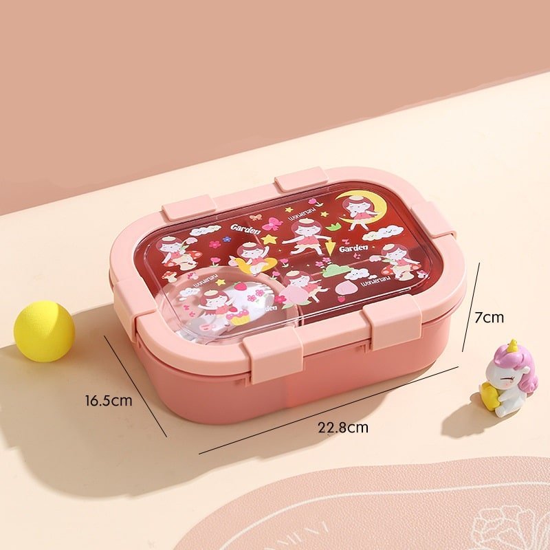 Cartoon Four Compartments Plastic Lunch Box - 图片 5