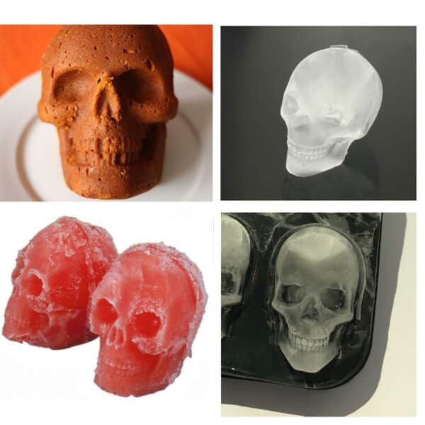 Halloween Four-Cavity Skull Ice Cube Mold - 图片 5