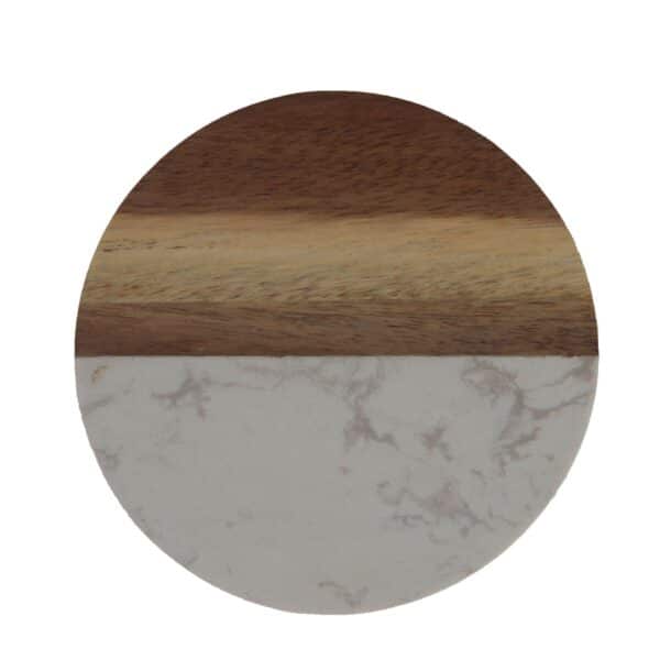 Round Marble and Wood Heat-Resistant Coaster - 图片 5