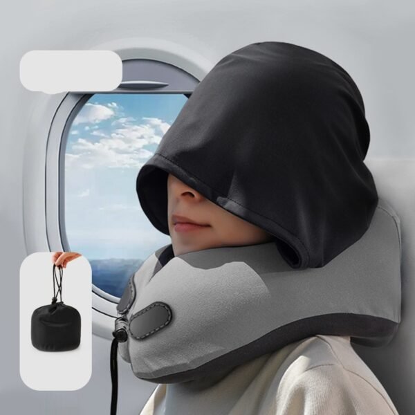 Detachable U Shape Neck Pillow with Hat - Image 5
