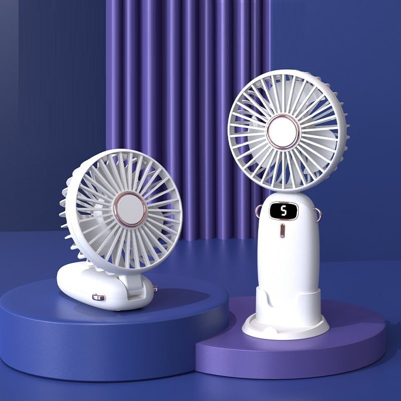 USB Digital Display Rechargeable Handheld Fan - Image 5