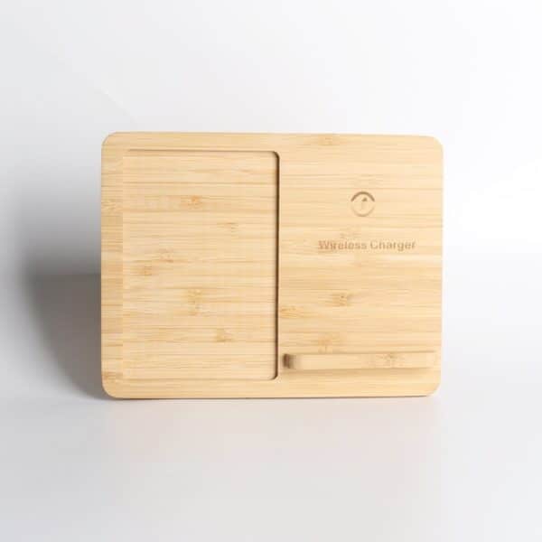 Desktop Photo Frame Bamboo Wireless Charger - 图片 5