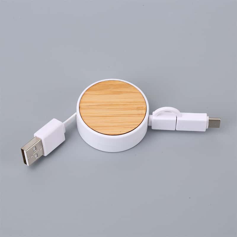 Square Wooden Biodegradable USB Charging Cable - 图片 5