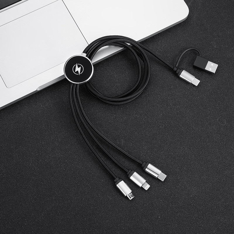 Customized Luminous Nylon Braided 4 in 1 Charging Cable - 图片 5
