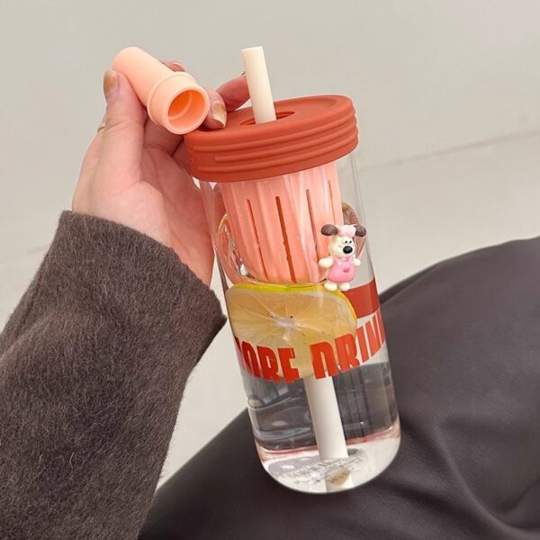 Large-Capacity Tea Infuser Glass Cup With Straw - 图片 5