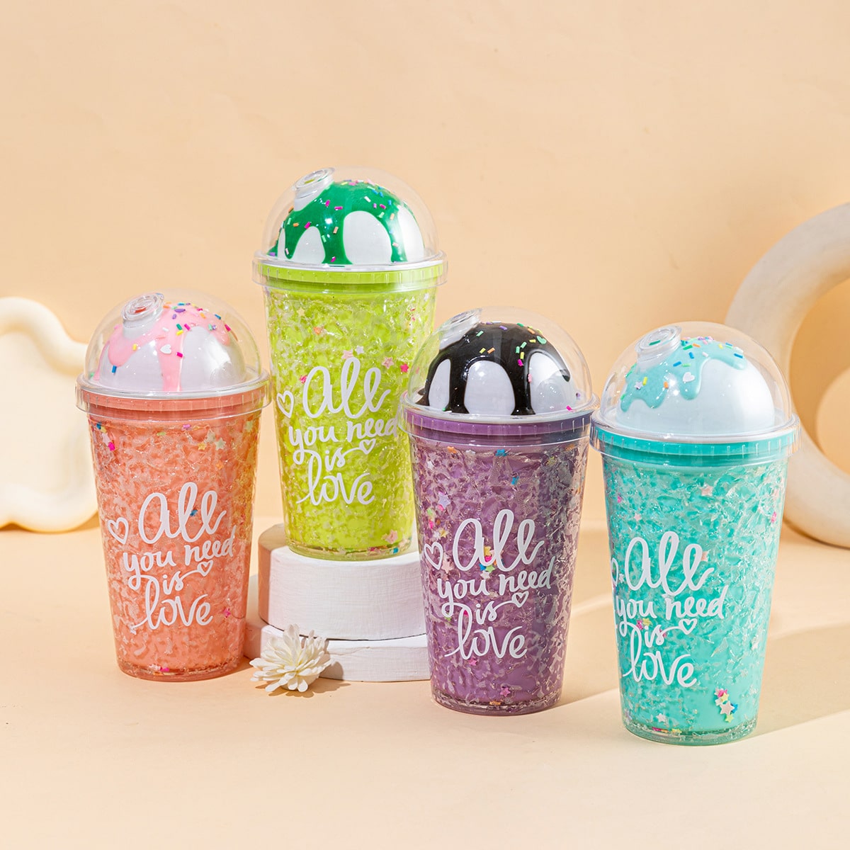 Creative Ice Cream Lid Double-Layer PS Cup - 图片 5