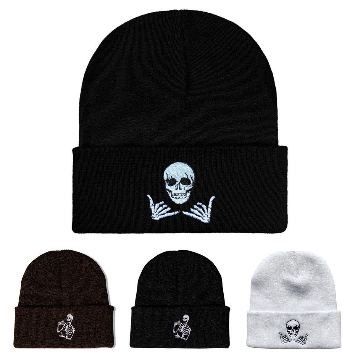 Halloween Horror Skull Series Embroidered Knitted Hat - 图片 5