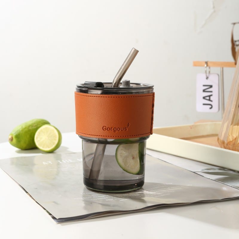15oz Customized Clear Glasses with Straw and Cover - 图片 5