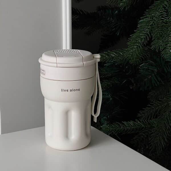 Fashionable 12oz Insulated Coffee Cup with Straw - 图片 5