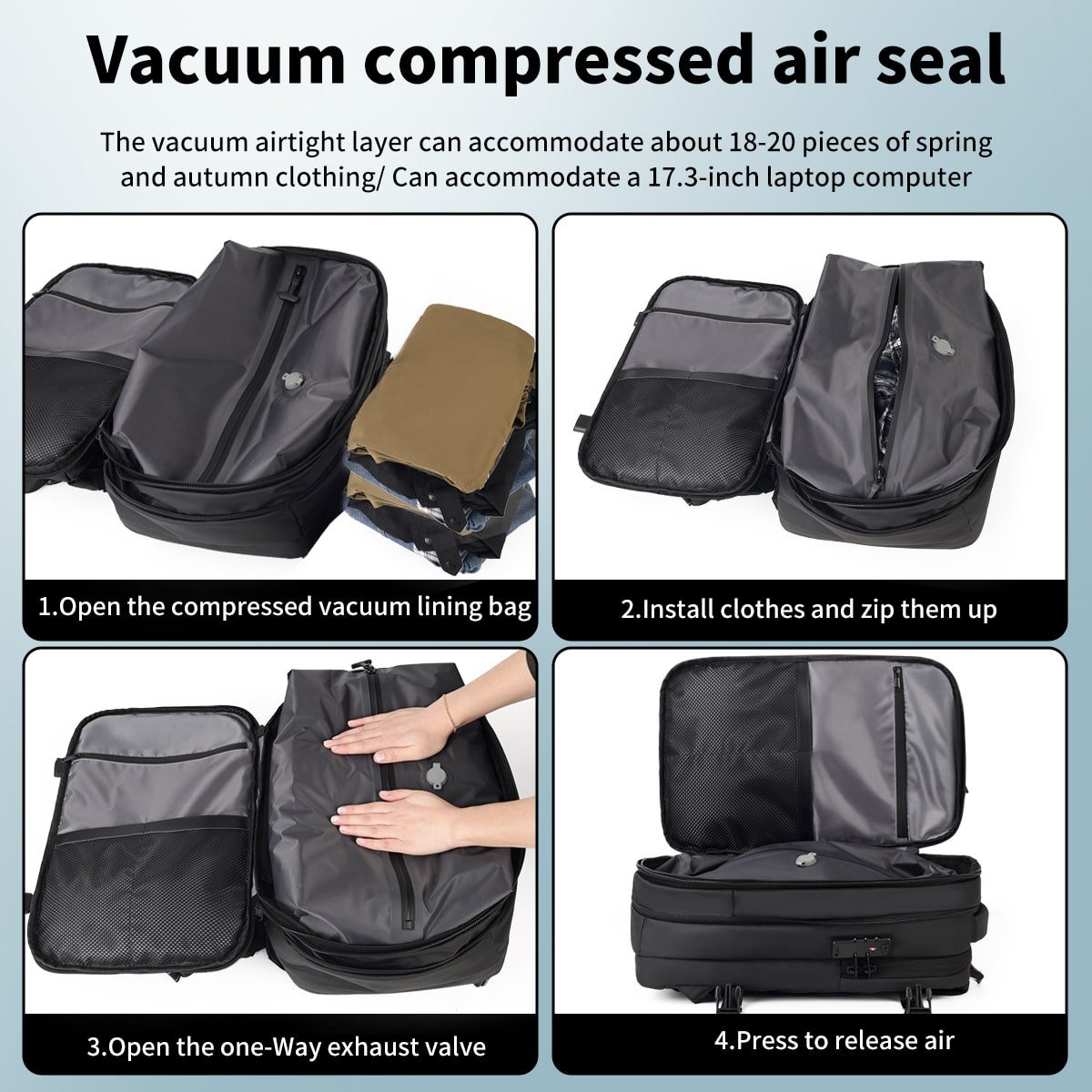 Waterproof Travel Vacuum Compression Backpack - 图片 5