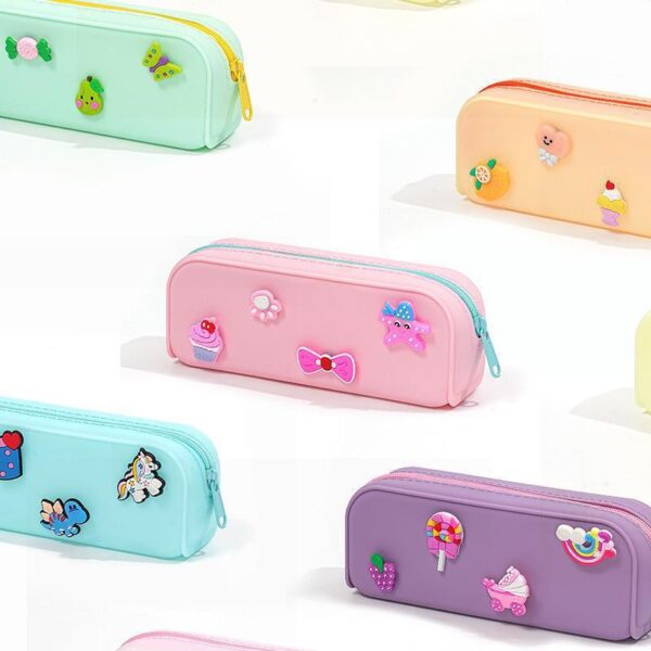 Colorful Silicone Hole Pencil Case With Custom Charms - 图片 5