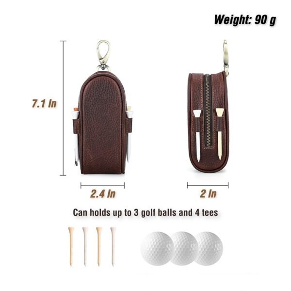 Litchi-Pattern Leather Golf Ball Pouch - Image 5