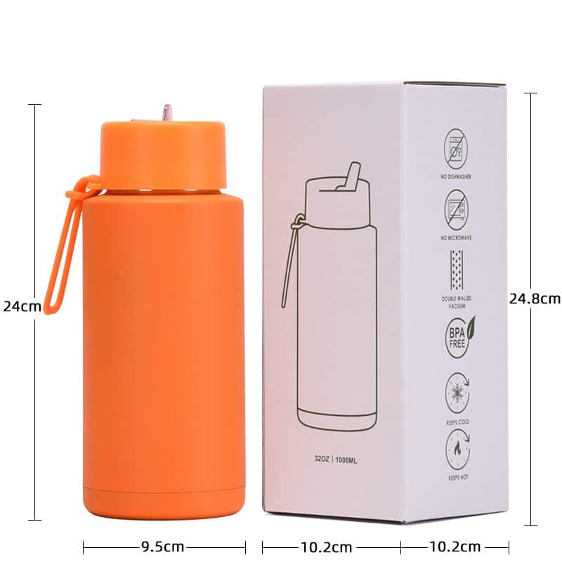 Large Capacity Portable Insulation Cup Sports Coffee Mug 304 Stainless Steel Straw Bottle - 图片 6