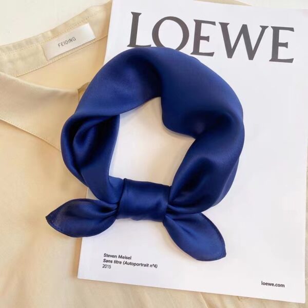 Fashionable Pure Colour Silk Bandana - 图片 6