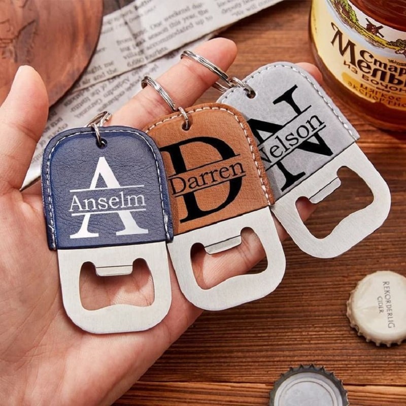Leather Bottle Opener Keychain - 图片 6