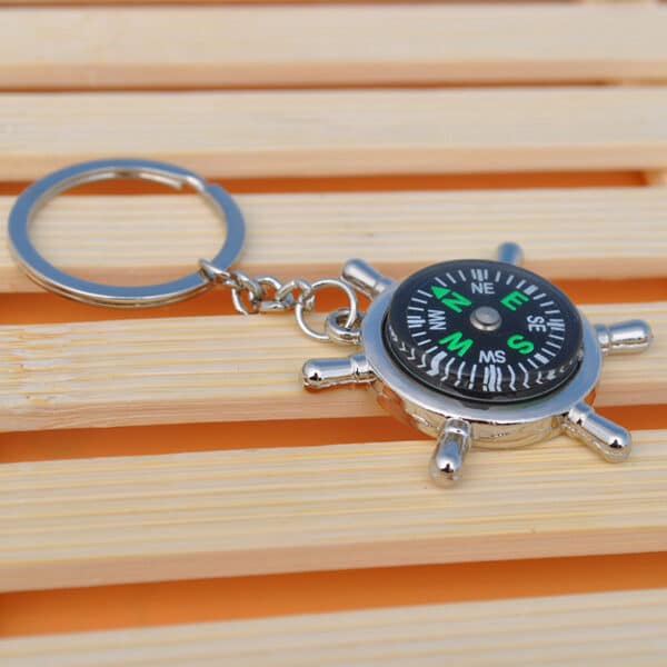 Zinc Alloy Ship- Wheel Compass Keychain - 图片 6
