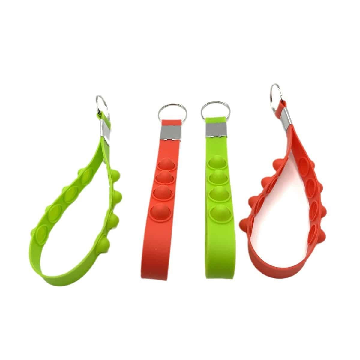 Multi-colored Silicone Pop Fidget Wristband With Keychain - Image 6