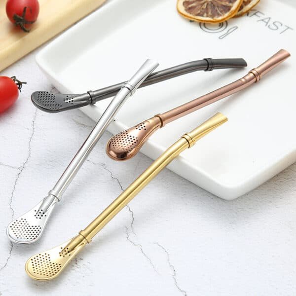 Multifunctional Stainless Steel Spoon with Strainer Straw - Image 6
