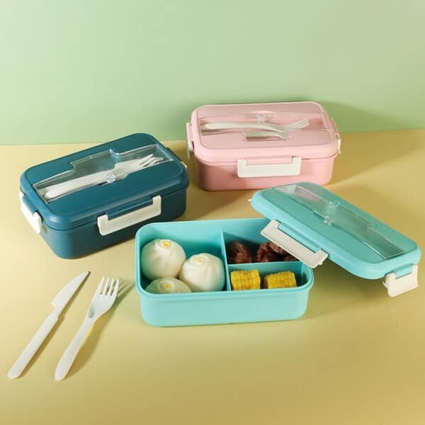 Portable Three Compartment Plastic Lunch Box - 图片 6