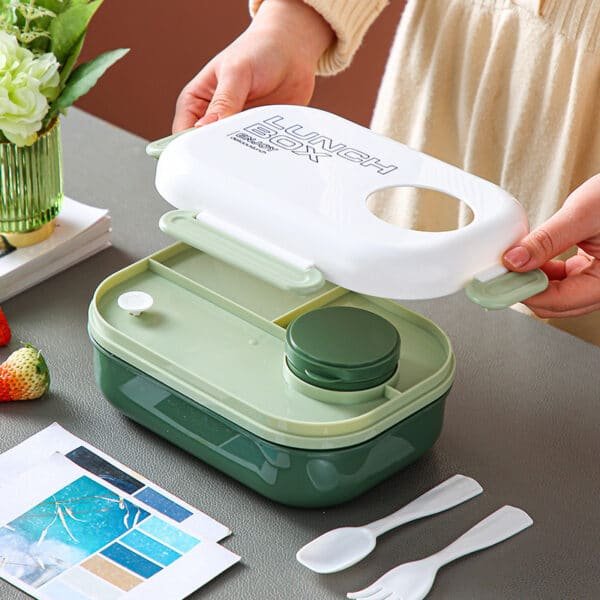 Simple Microwaveable Compartments Plastic Lunch Box - 图片 6