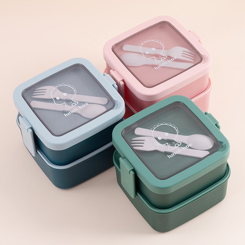Single Custom Double Layer Compartments Lunch Box - 图片 6