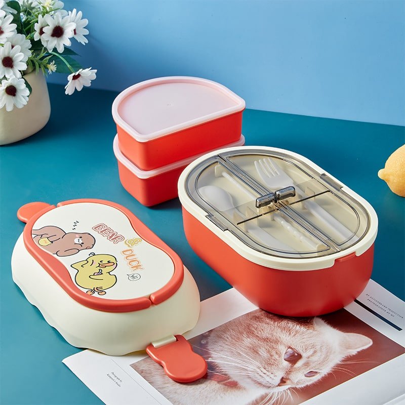 Custom Cartoon Pattern Double Layer Lunch Box - 图片 6