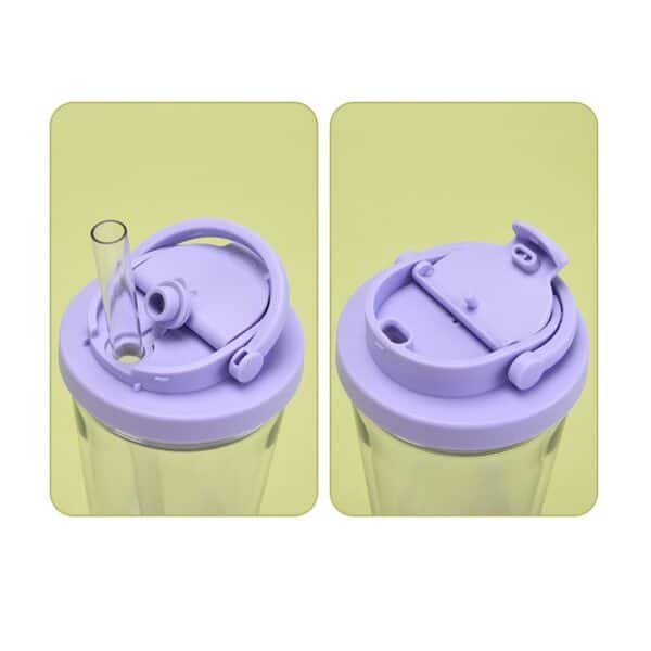 Portable Carry Handle One Lid Double Decker Water Bottle 24oz - Image 6