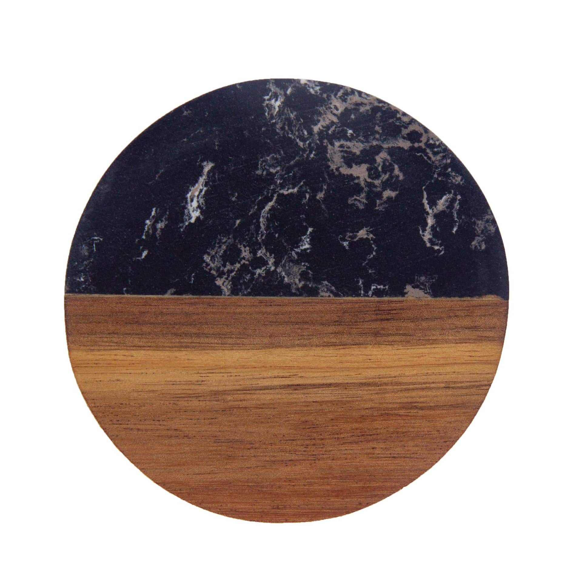 Round Marble and Wood Heat-Resistant Coaster - 图片 6