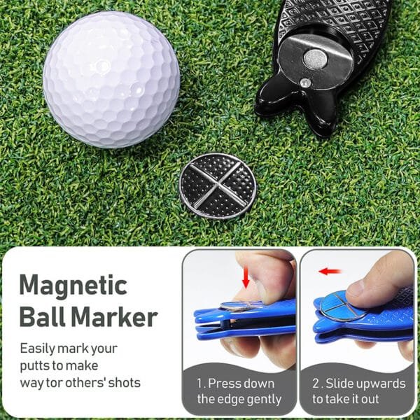 Fish-Shaped Folding Spring Golf Divot Tool - 图片 6