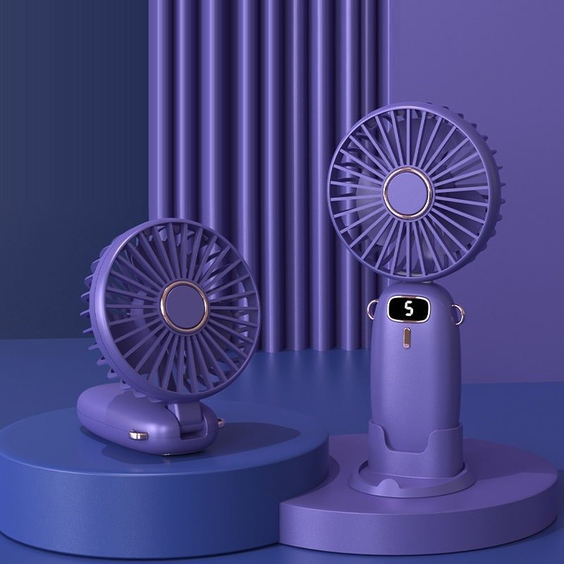 USB Digital Display Rechargeable Handheld Fan - Image 6