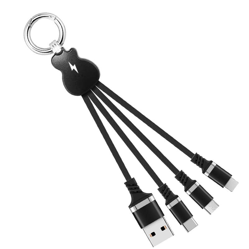 Guitar-Shaped Keychain Charging Cable with Color-Changing LED Light - 图片 6
