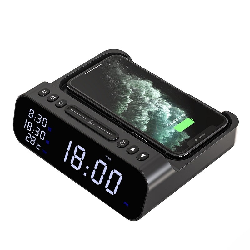 Desktop Digital Alarm Clock with Wireless Charger - 图片 6