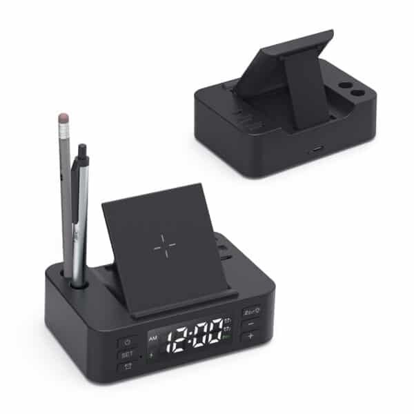 All-in-One Desktop Alarm Clock with Pen Holder and Wireless Charger - 图片 6