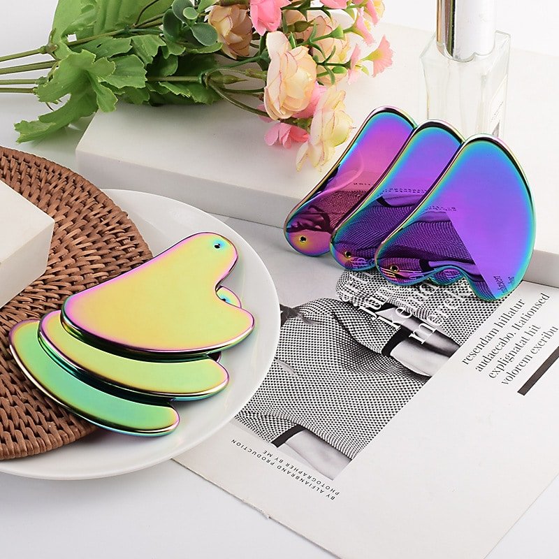 Customized Stainless Steel Colorful Heart-shaped Gua Sha Massager - 图片 6