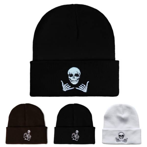 Halloween Horror Skull Series Embroidered Knitted Hat - 图片 6