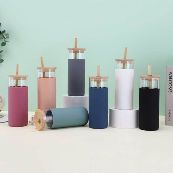 Simple Silicone Sleeve Bamboo Lid Glass 20oz - 图片 6