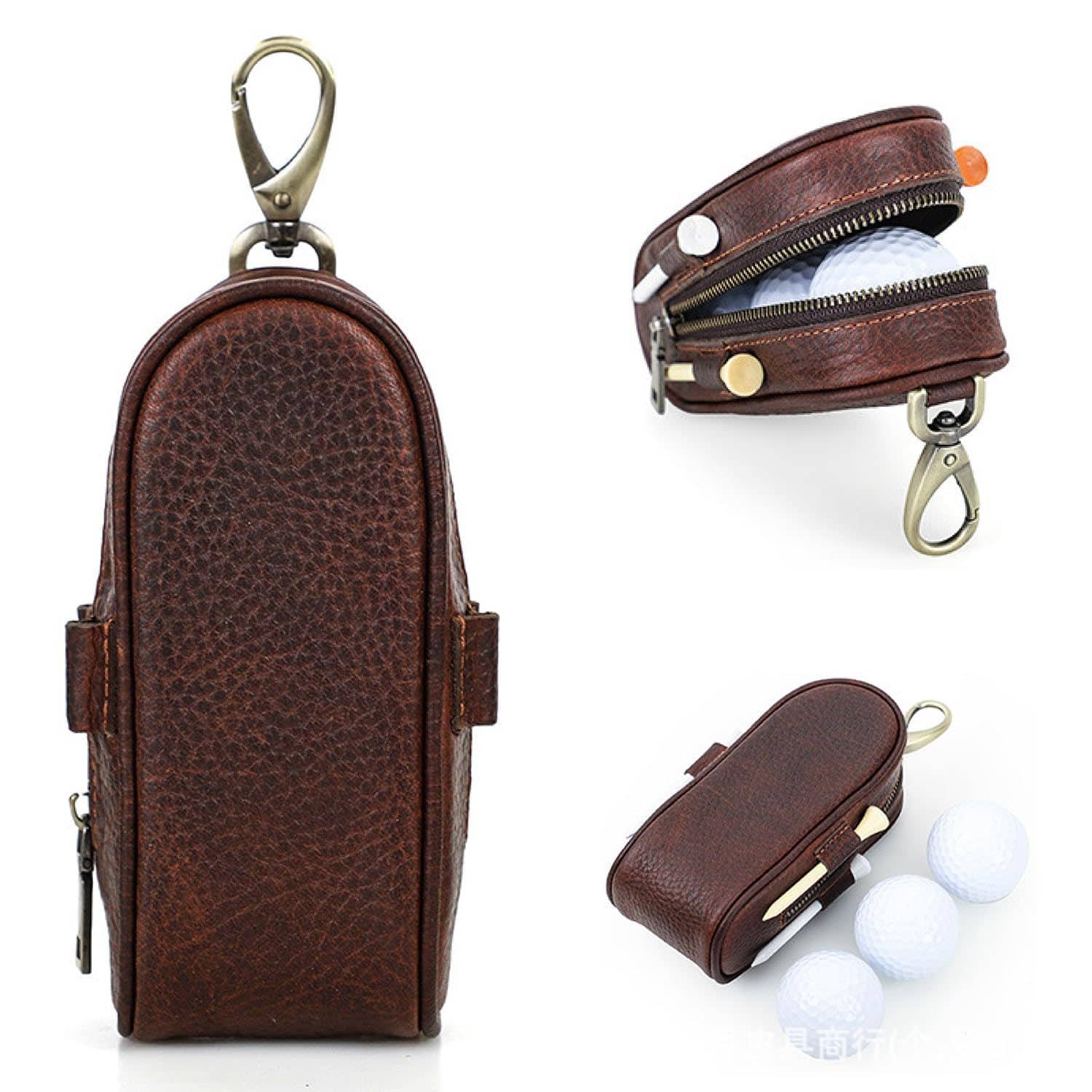 Litchi-Pattern Leather Golf Ball Pouch - Image 6