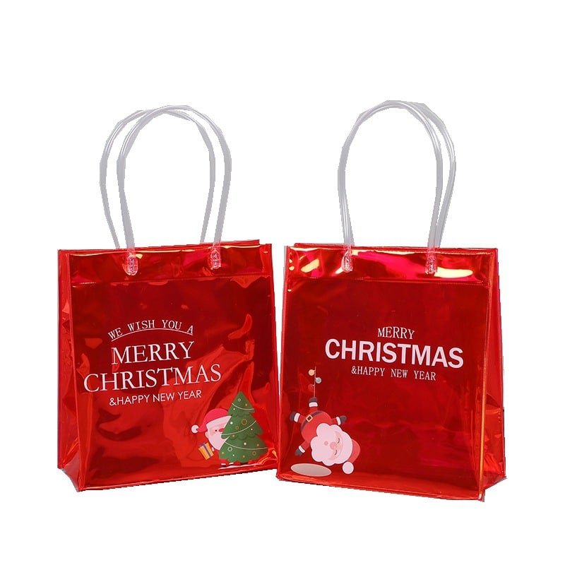 Red Christmas Gift Bag PVC Waterproof Clear Tote Bag - 图片 6