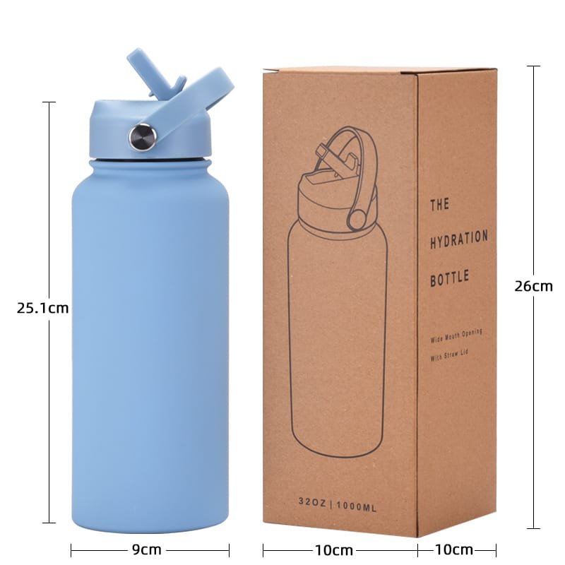 Portable Handle Straw Insulated Bottle 33oz - 图片 7