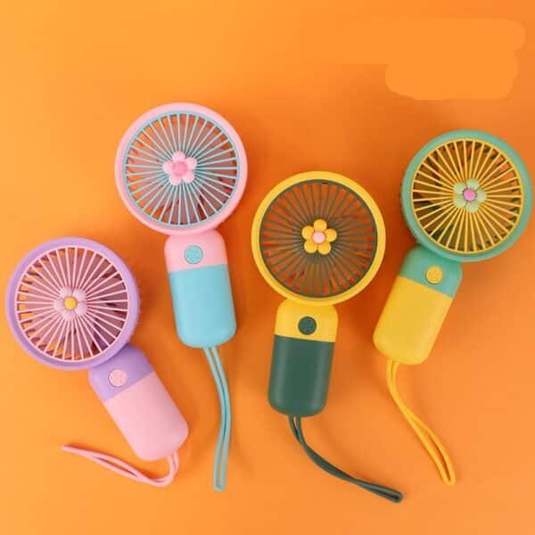 Summer Cartoon Flower Handheld USB Rechargeable Fan - 图片 7