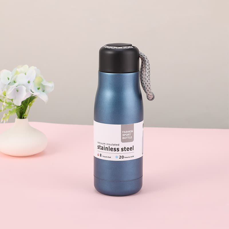 Outdoor Sports 14oz Cup Portable Stainless Steel Water Bottle with Lanyard - 图片 7