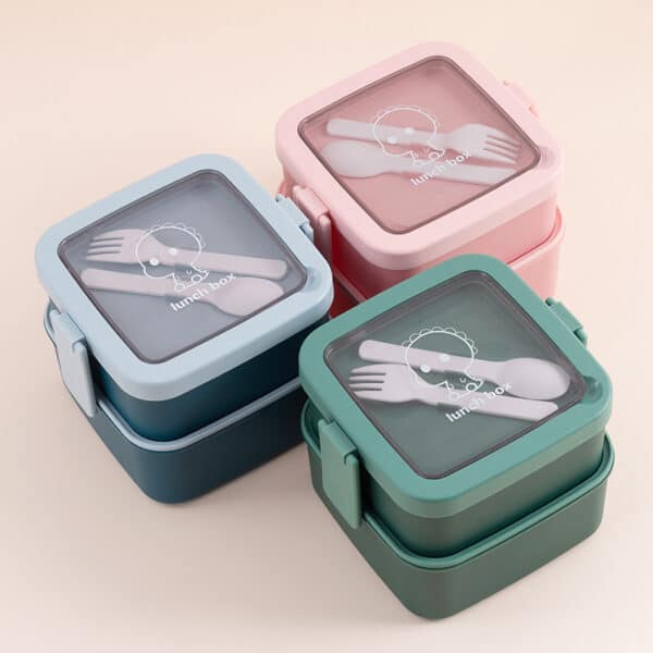 Single Custom Double Layer Compartments Lunch Box - 图片 7