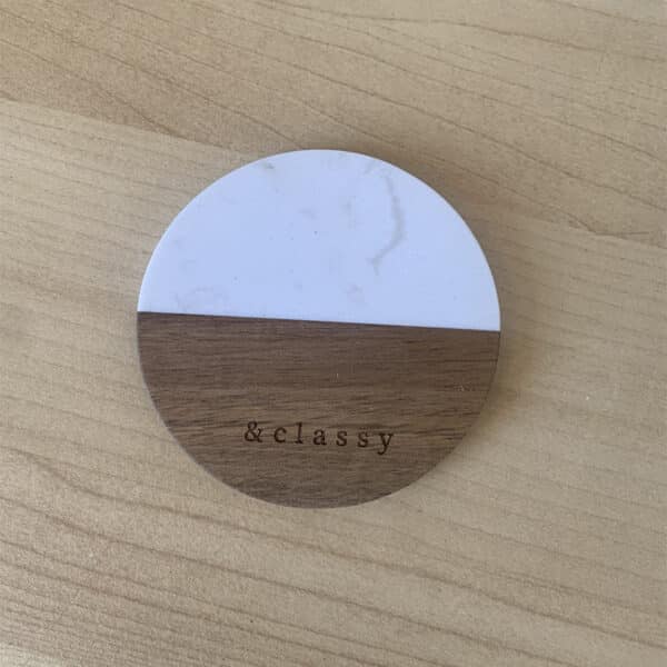 Round Marble and Wood Heat-Resistant Coaster - 图片 7