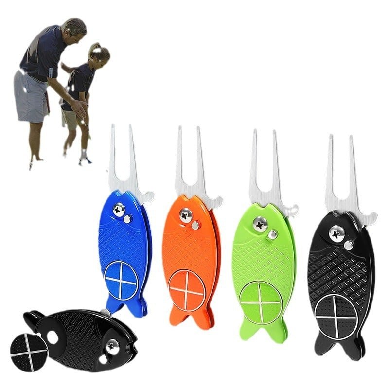 Fish-Shaped Folding Spring Golf Divot Tool - 图片 8